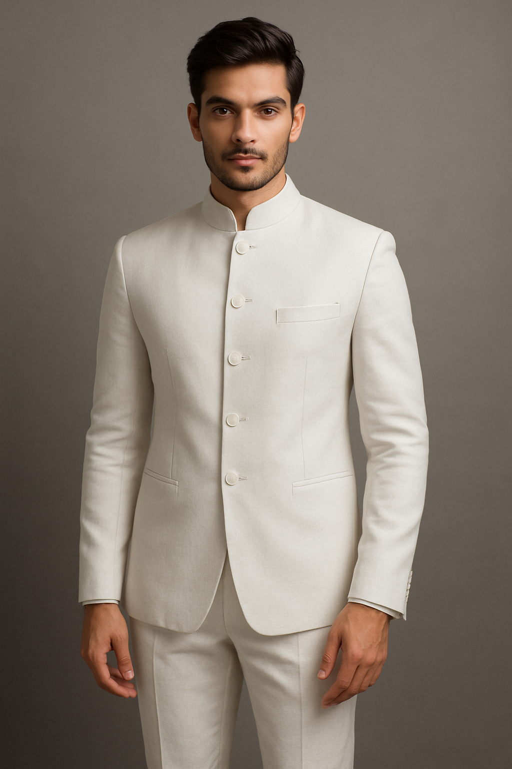 Royal White Classic Bandhgala Suit for Men – Premium Wedding & Festive Wear | Ihtifal