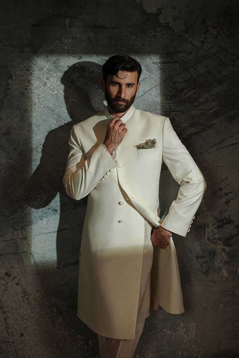 Premium White Off White Sherwani for Men – Designer Wedding & Groom Sherwani for Reception, Nikah & Festive Wear