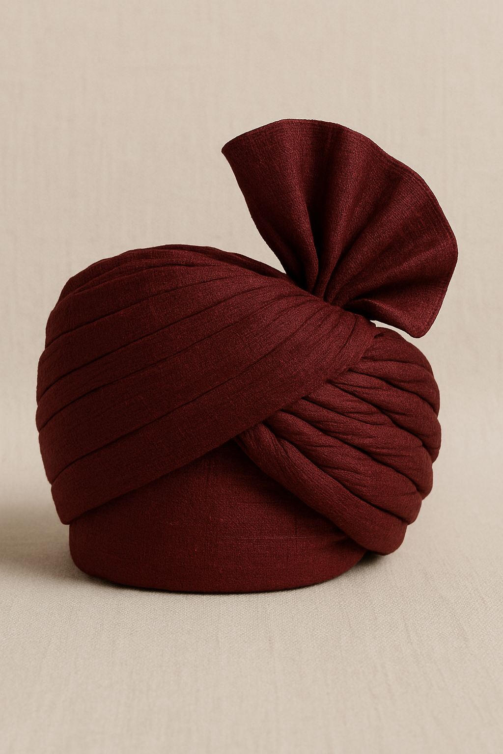 Majestic Maroon Raw Silk Safa – Traditional Groom’s Turban for Royal Weddings