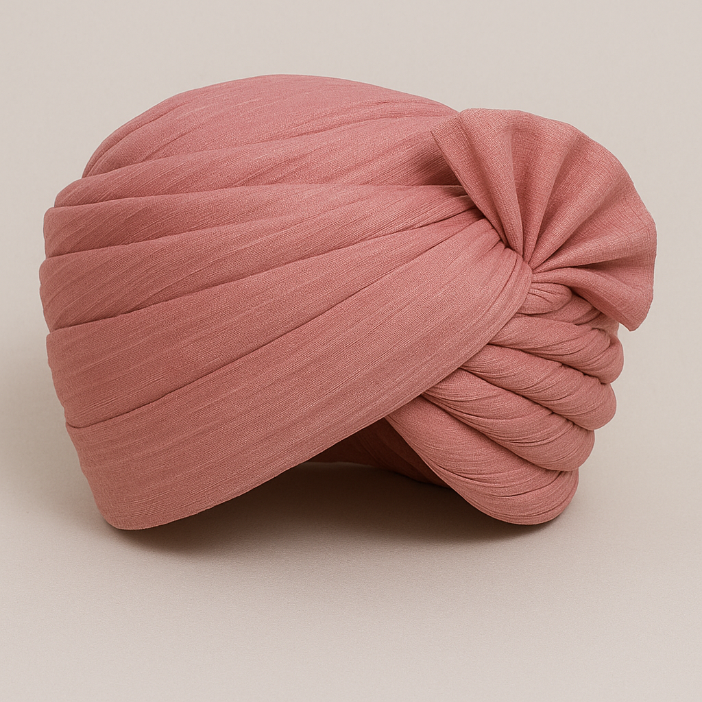 Blush Pink Raw Silk Safa – Elegant Turban for Groom & Festive Ceremonies