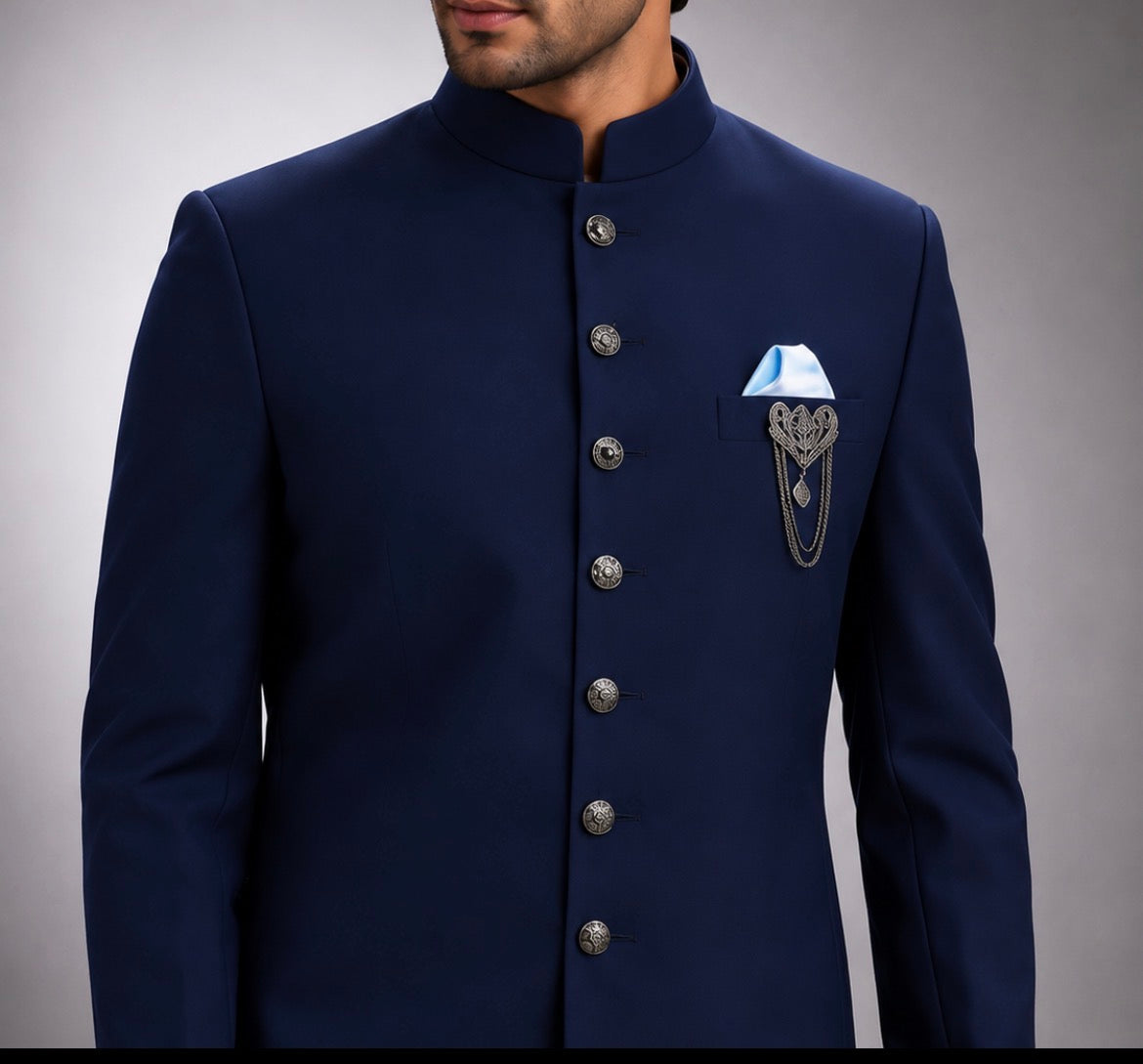 Royal Navy Blue Sherwani for Men – Premium Wedding, Reception & Groom Wear Sherwani