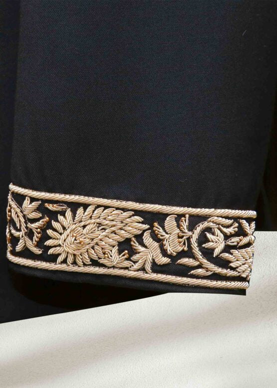 Black Bandhgala with Hand Embroidery | Luxurious Ethnic Jacket for Men