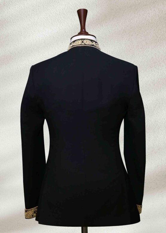 Black Bandhgala with Hand Embroidery | Luxurious Ethnic Jacket for Men
