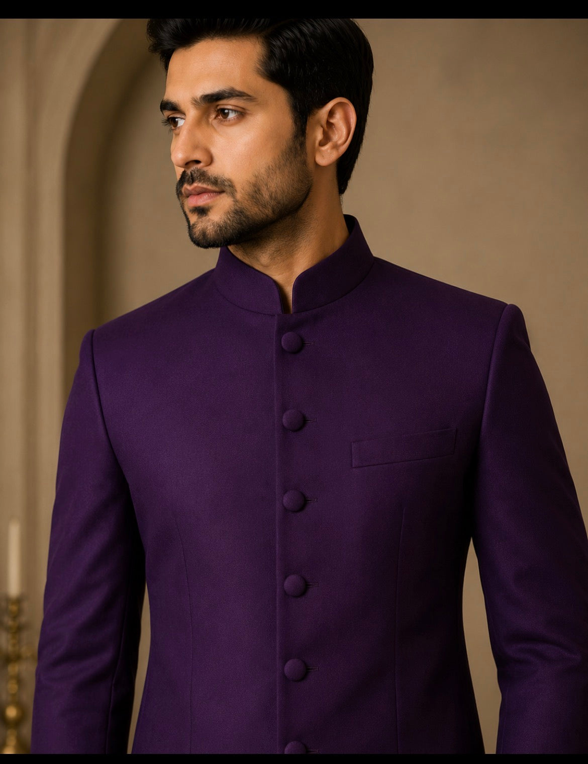 Royal Purple Plain Sherwani for Men – Premium Wedding, Reception & Engagement Sherwani | Ihtifal