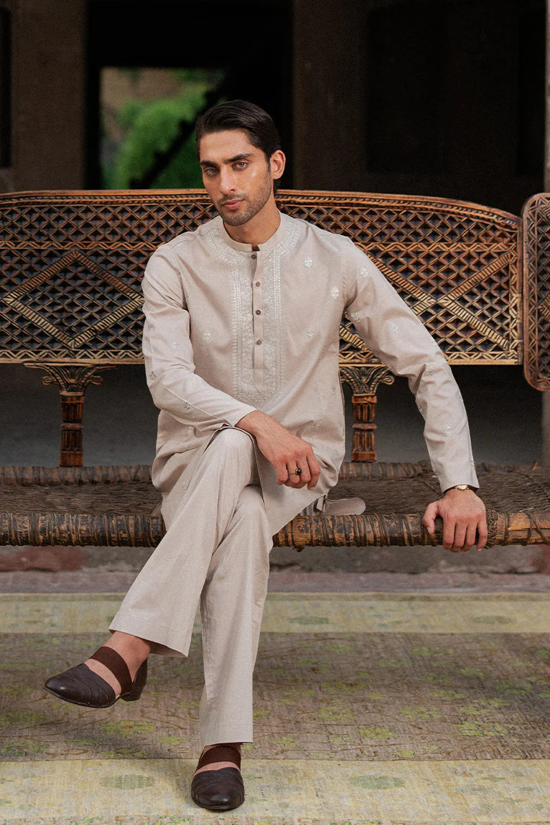 Light Pink Kurta with Hand Embroidery
