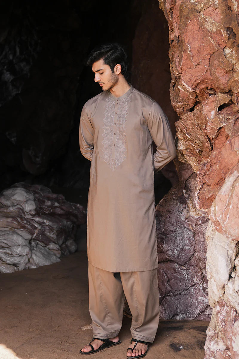 Light brown Kurta with Hand Embroidery