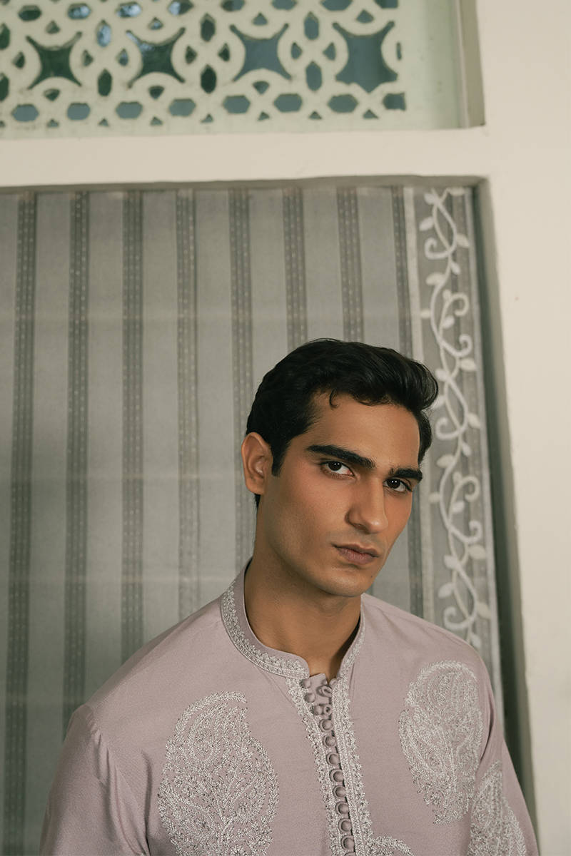 Lilac Embroidered Kurta