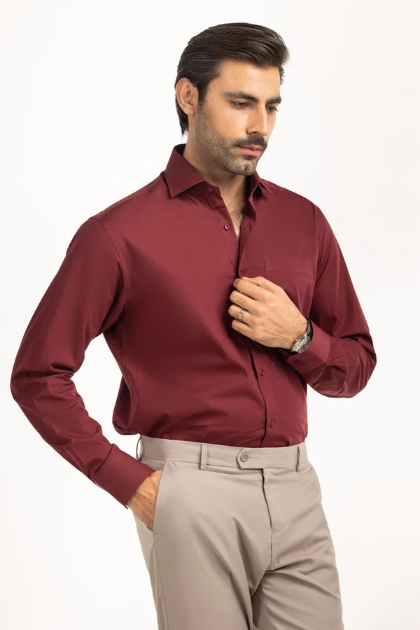 Maroon Solid Casual Shirt