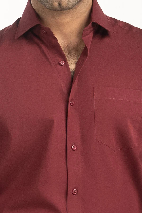 Maroon Solid Casual Shirt