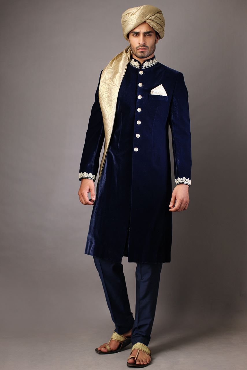 Royal Blue Velvet Sherwani