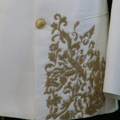 Premium White Embroidered Bandhgala Jacket for Men | Wedding & Reception Wear