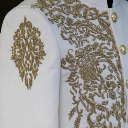 Premium White Embroidered Bandhgala Jacket for Men | Wedding & Reception Wear
