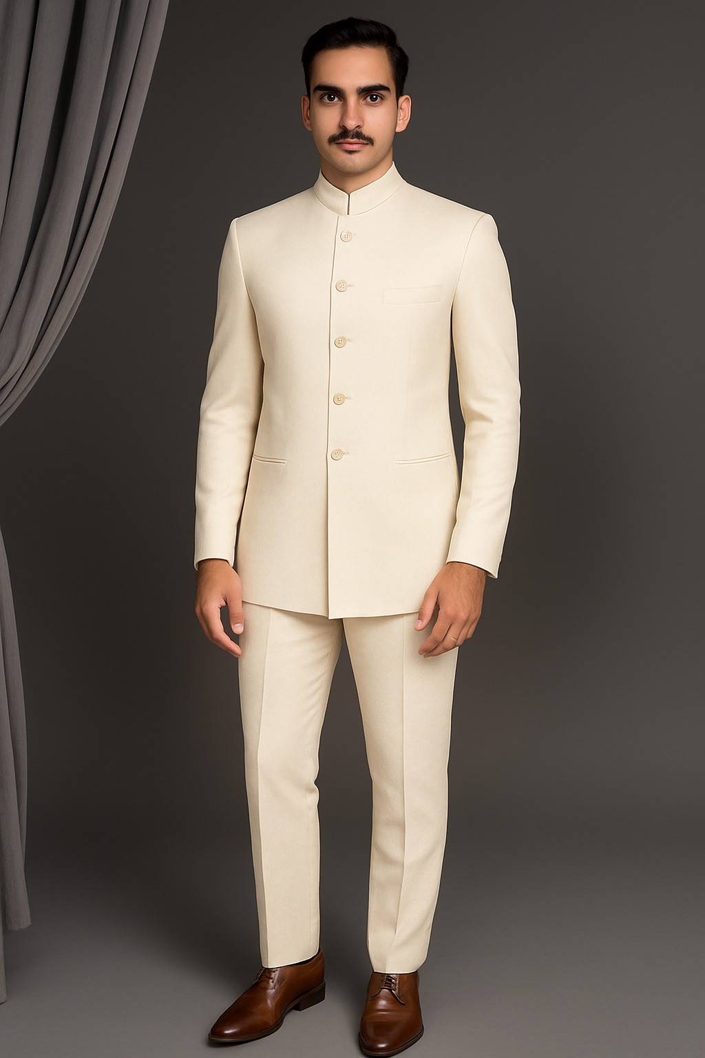 Elegant Creme Bandhgala – Premium Wedding & Festive Wear for Men
