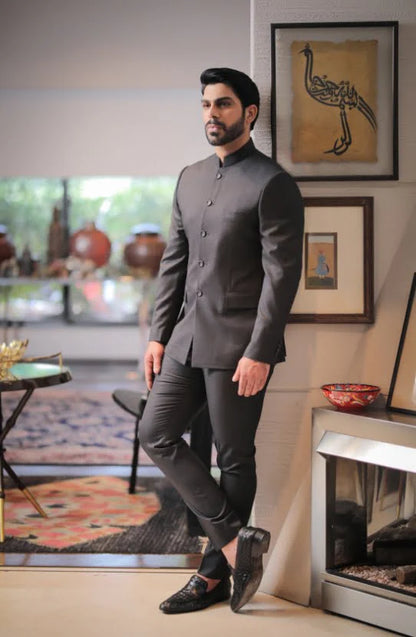 Premium Grey Bandhgala Jacket for Men – Wedding, Reception & Festive Wear
