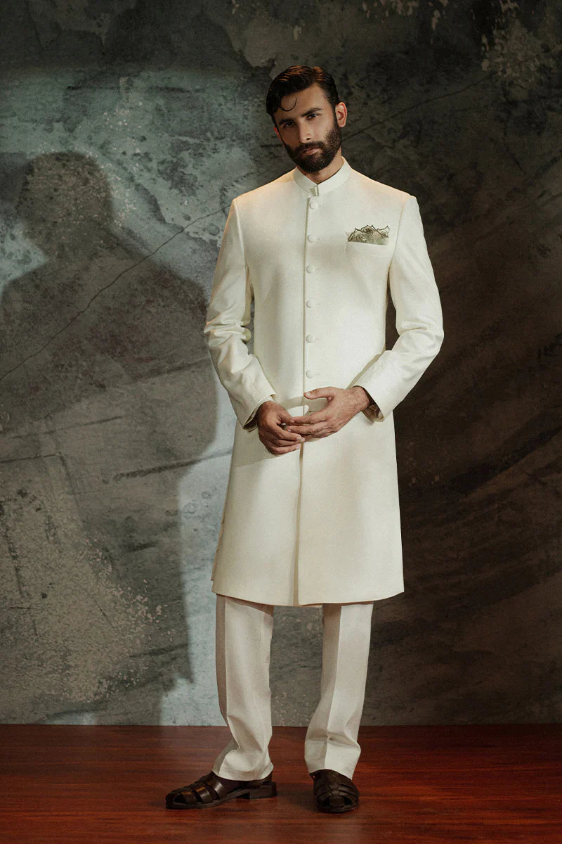 Premium White Off White Sherwani for Men – Designer Wedding & Groom Sherwani for Reception, Nikah & Festive Wear