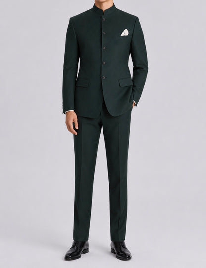 Emerald Green Bandhgala Suit for Men – Premium Tailored Wedding & Reception Outfit