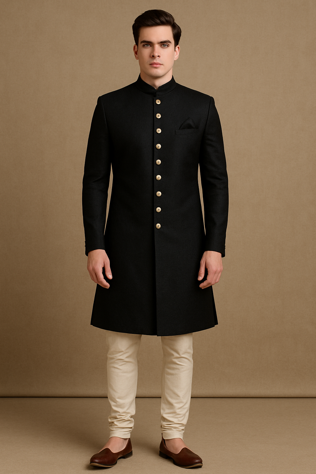 Elegant Black Sherwani Set