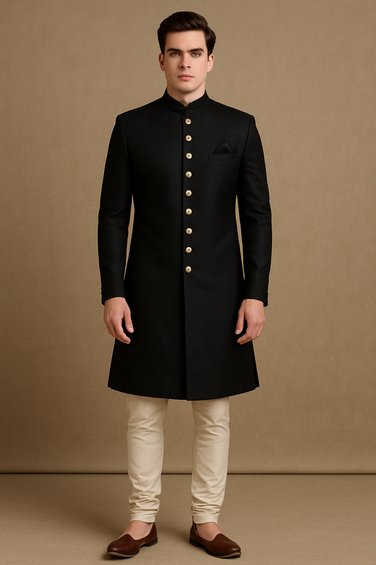 Elegant Black Sherwani Set