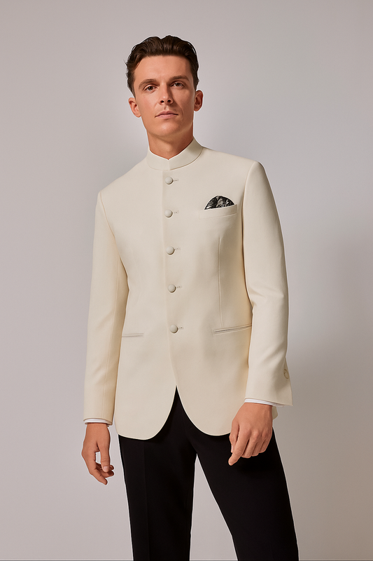 Creame Elegance Bandhgala – Minimal Luxe for Modern Royalty