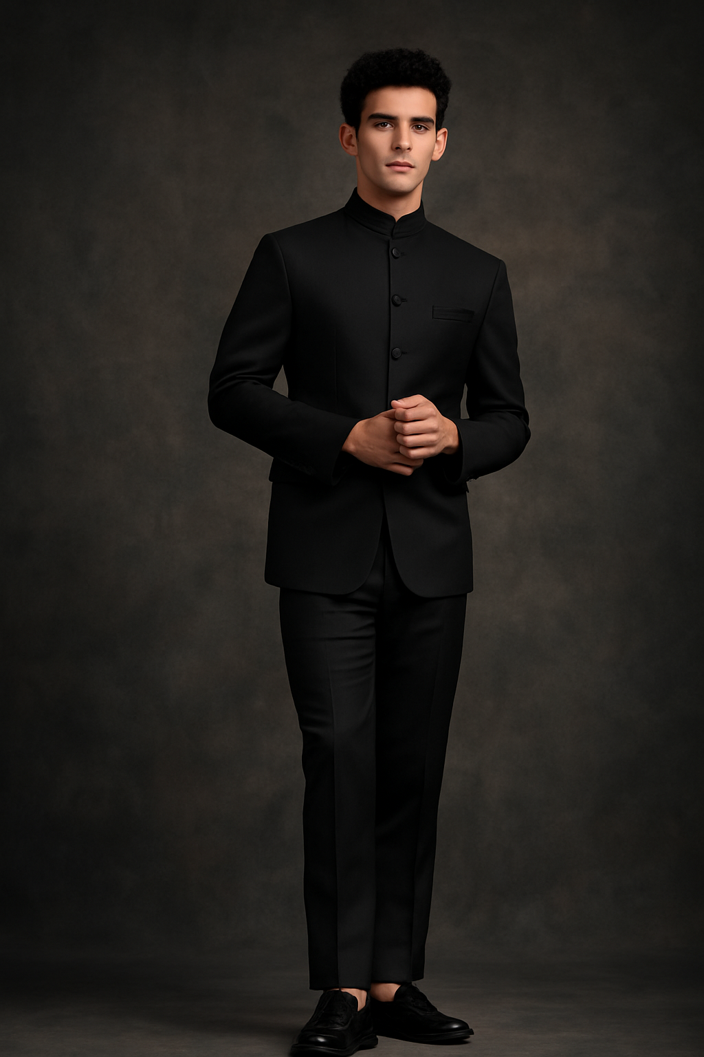 Classic Black Structured Bandhgala Suit for Men | Premium Suiting Fabric | Ihtifal