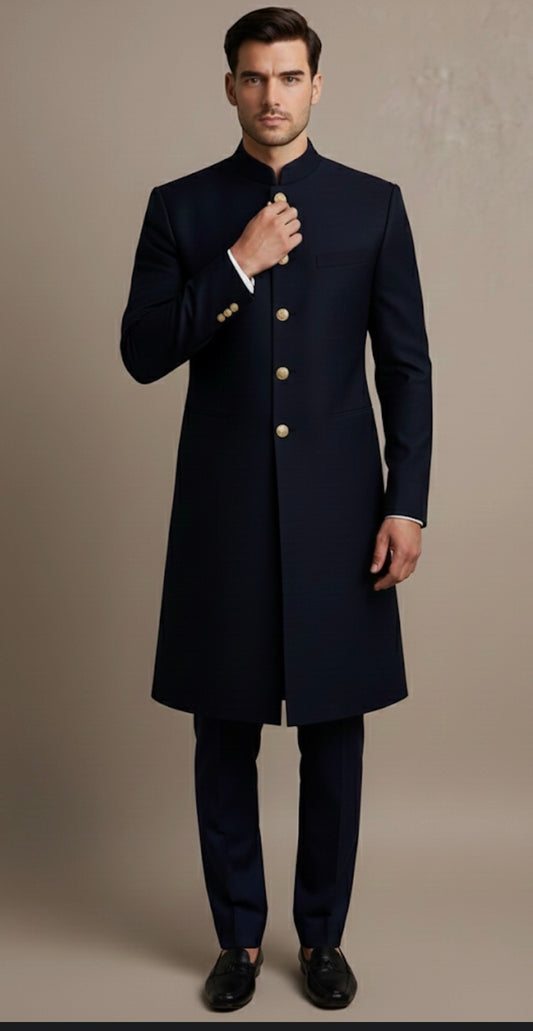 Midnight Navy Blue Sherwani for Men | Premium Wedding & Groom Wear