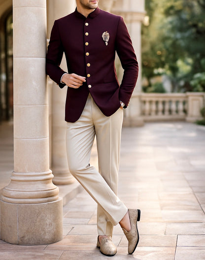 Premium Maroon Bandhgala for Men | Royal Wedding & Festive Wear