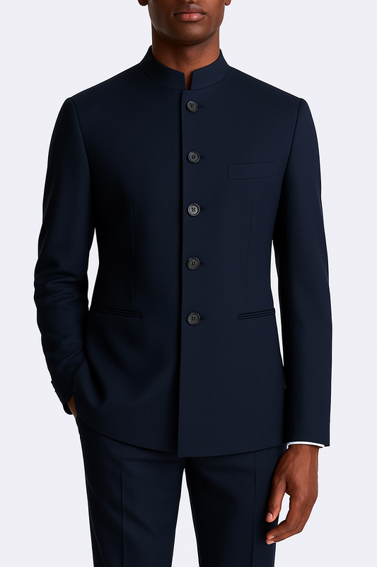 Elegant Navy Blue Bandhgala for Men - Tailored Fit