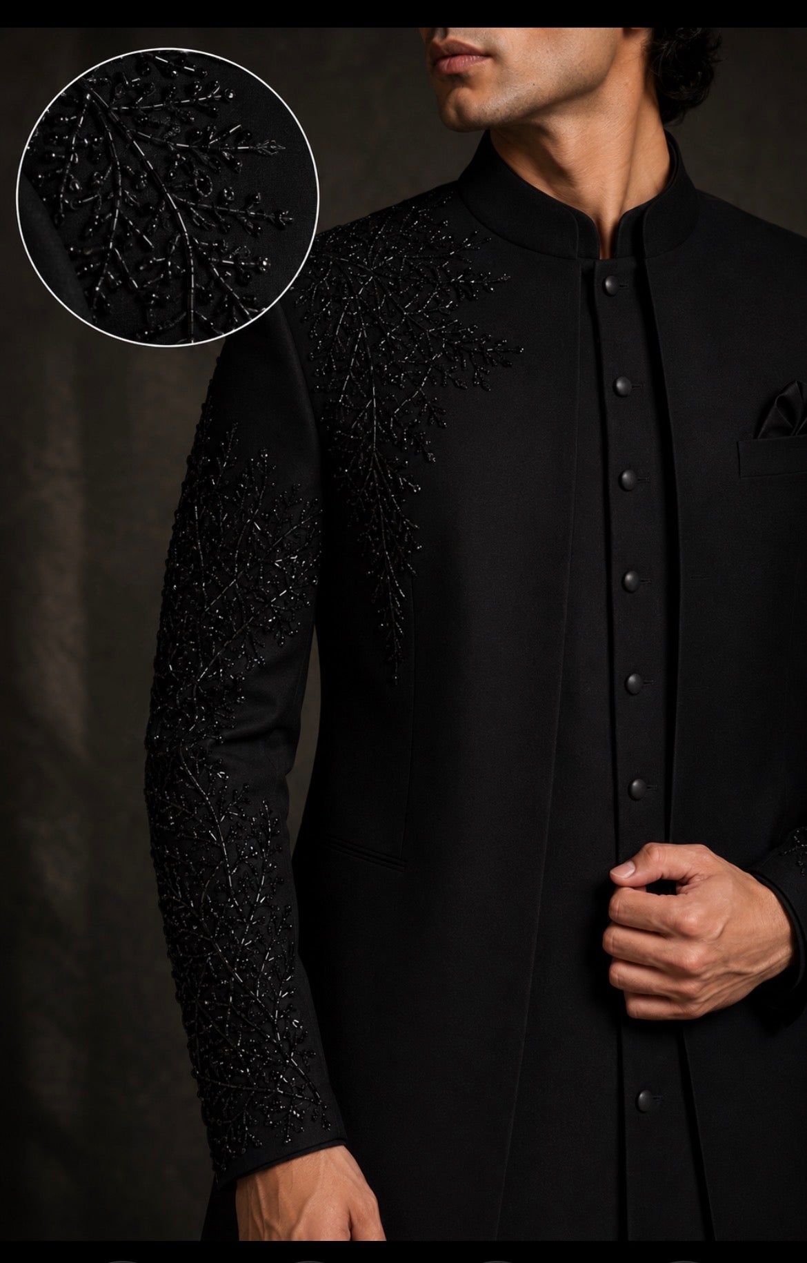 Royale Black Embroidered 3-Piece Indo Western for Men – Premium Designer Wedding, Reception & Engagement Outfit