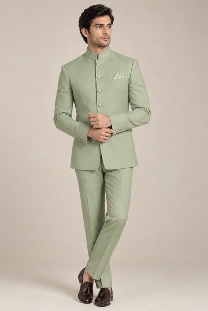 Pista Green Bandhgala for Men – Premium Wedding & Festive Wear