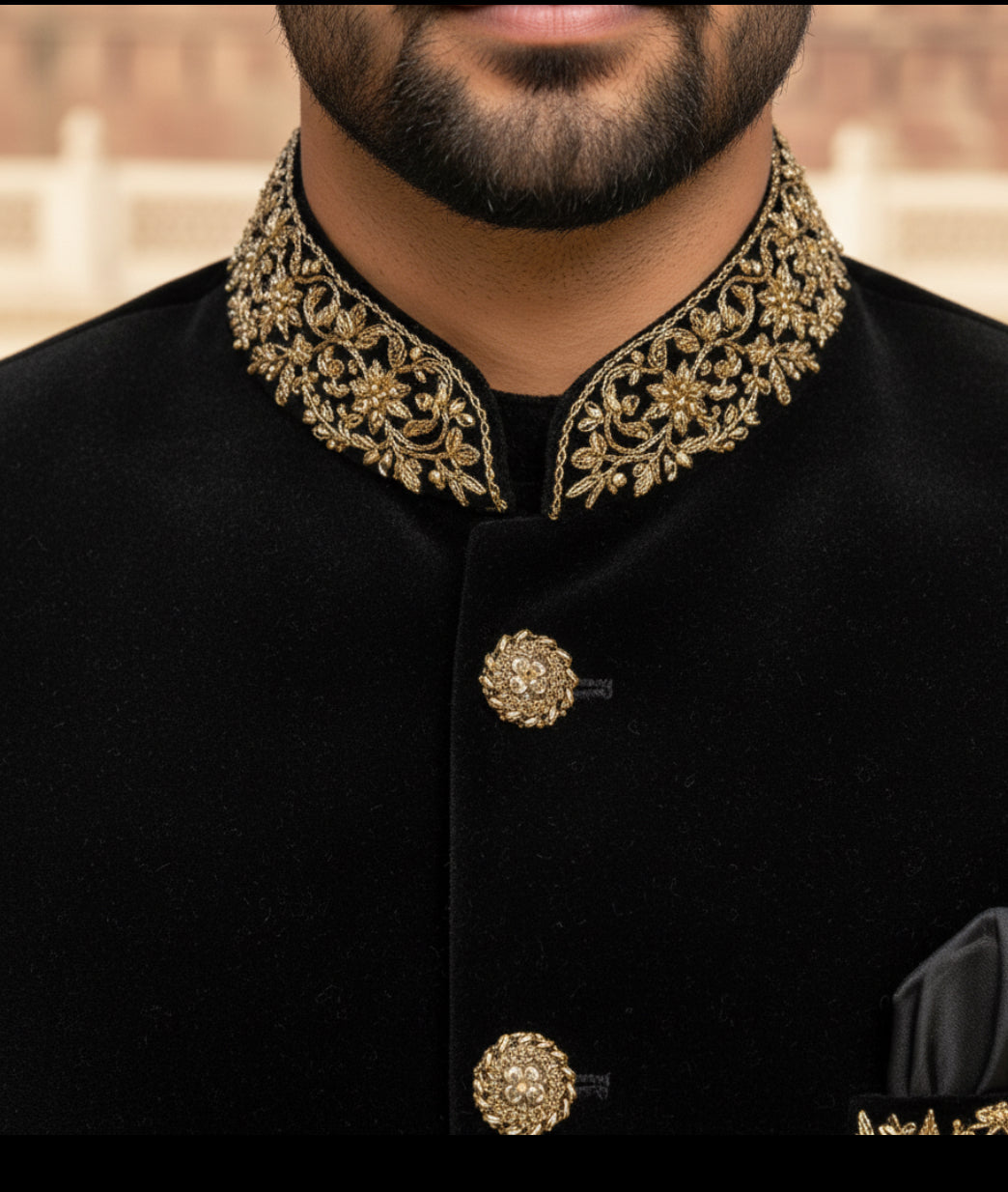 Black Velvet Jodhpuri Suit with Hand Embroidery – Royal Wedding & Festive Wear
