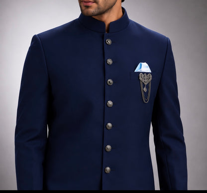 Royal Navy Blue Sherwani for Men – Premium Wedding, Reception & Groom Wear Sherwani