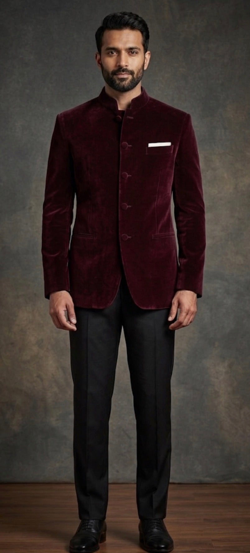 Wine Velvet Bandhgala for Men | Premium Velvet Nehru Jacket | Wedding & Party Wear
