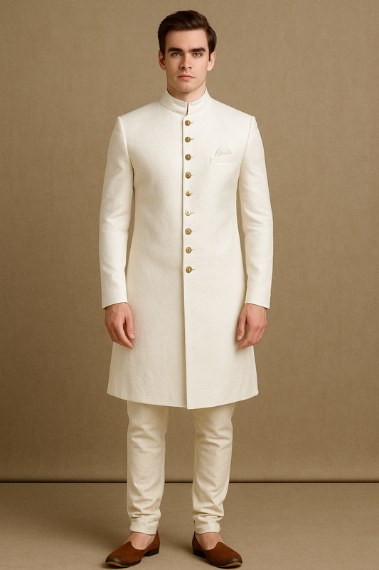 Classic Off White Sherwani Set