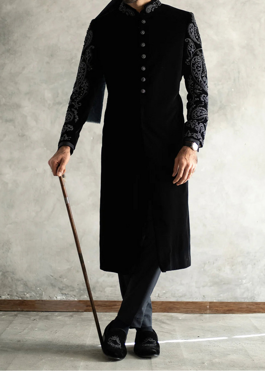 Black Velvet Sherwani