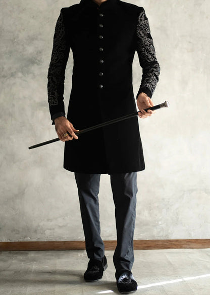 Black Velvet Sherwani