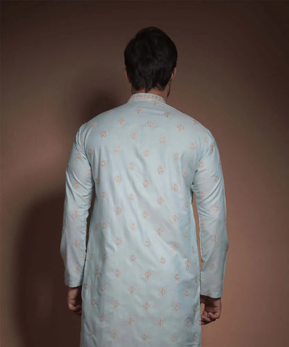 Baby Blue All Over Embroidered Kurta