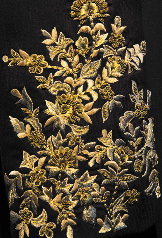 Black Bandhgala with Floral Embroidery