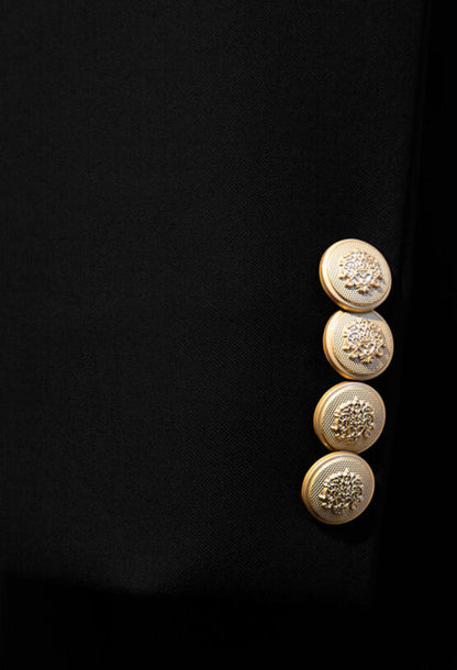 Black Bandhgala with Floral Embroidery
