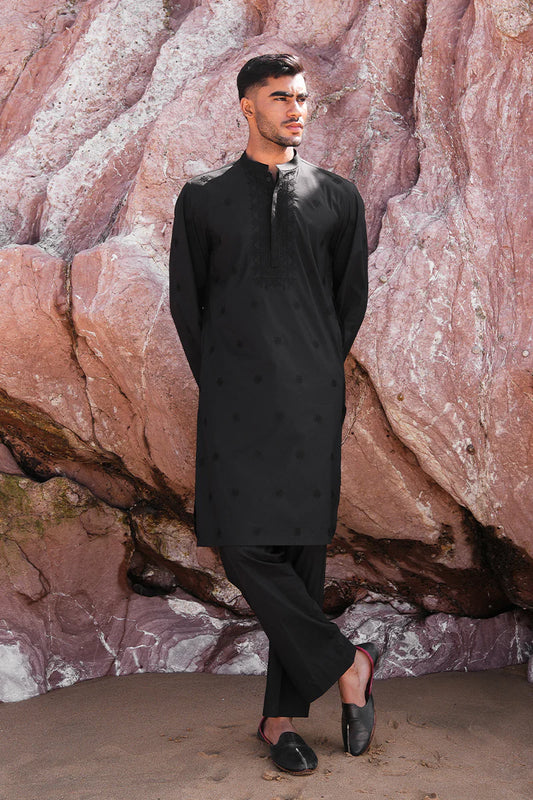 Black Kurta with Hand Embroidery
