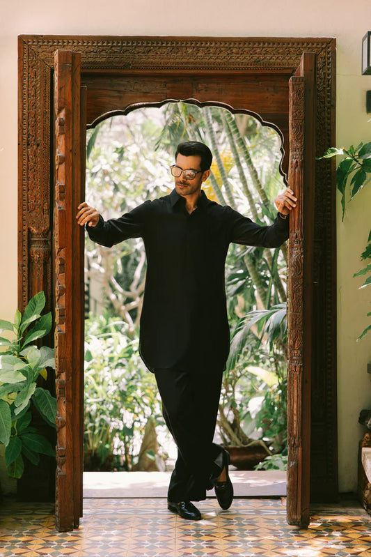 Black Linen Kurta