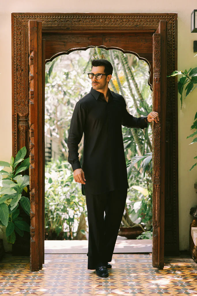 Black Linen Kurta