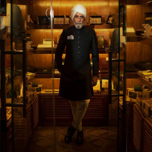 Black Sherwani for Grooms Father