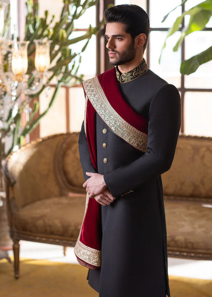 Black Sherwani with Zardozi Work