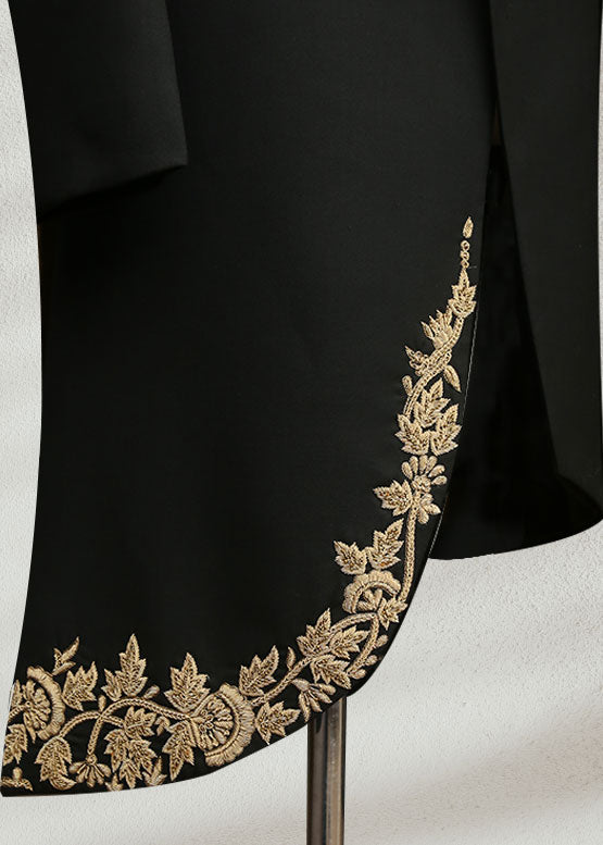 Black Side Cut Sherwani with Collar Embroidered