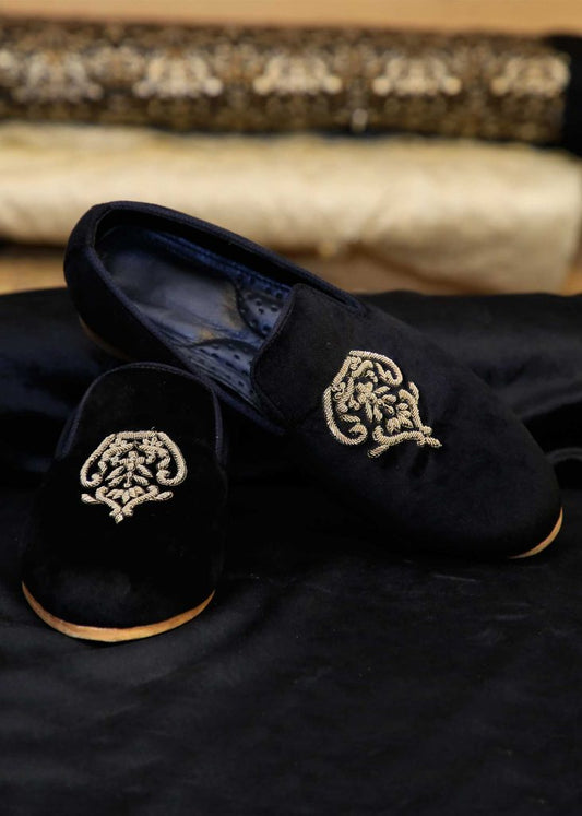 Black Velvet Mojari with Hand Embroidery