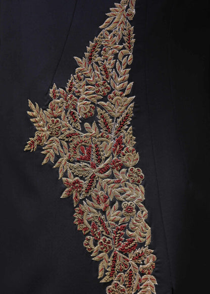 Black Wedding Sherwani with Zari Work