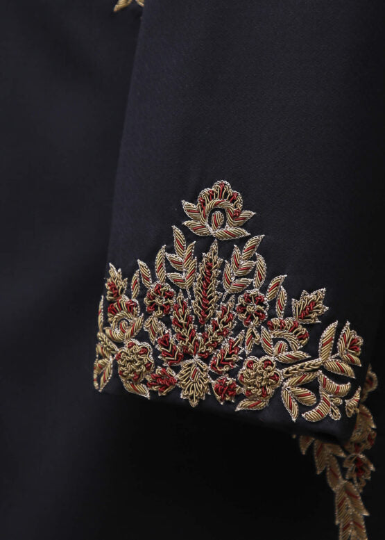 Black Wedding Sherwani with Zari Work