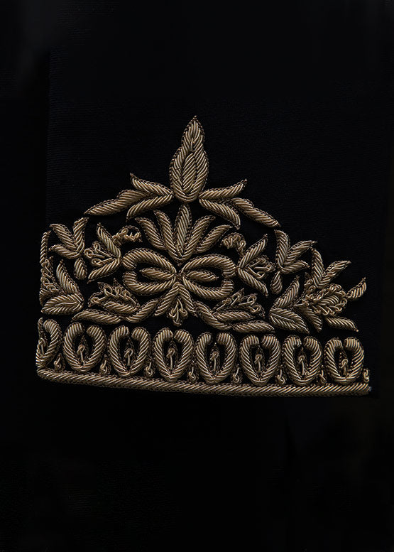 Black Sherwani with Collar and Sleeve Embroidered