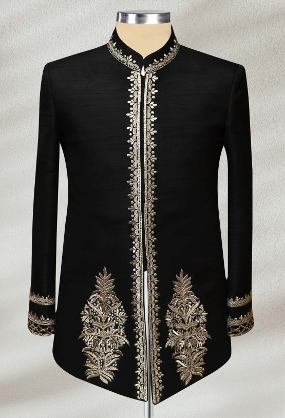 Luxury Black Embroidered Jodhpuri Bandhgala for Men | Designer Wedding & Reception Wear