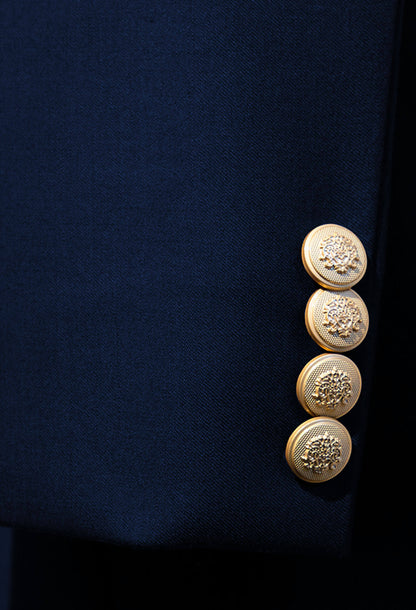 Blue Bandhgala with Floral Embroidery